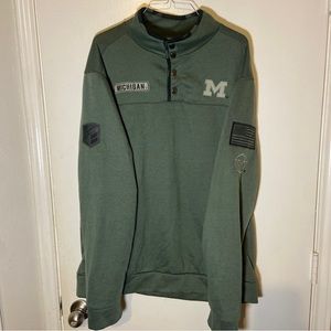 University of Michigan Wolverines OHT Military Appreciation Quarter Zip XL Olive